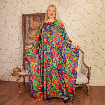 عباية دبي جيرسيه ليكرا طباعة ديجيتال - EZ1005