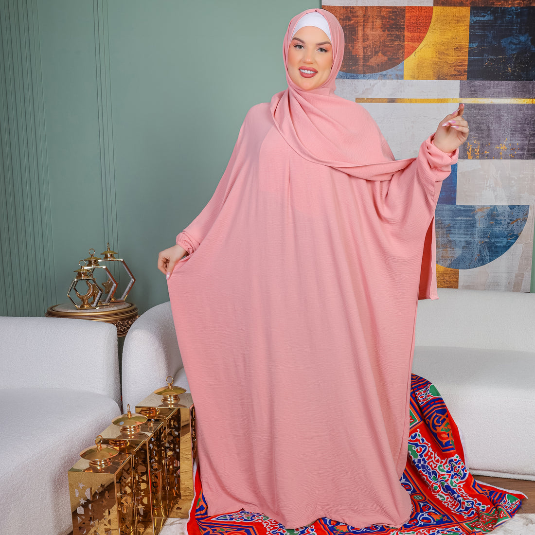 إسدال كريب فضفاض بطرحة - EZCYM304