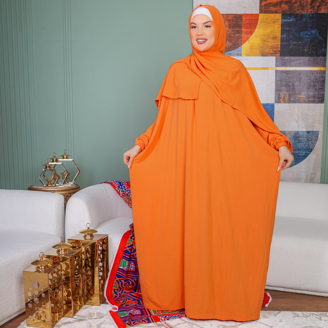 إسدال كريب فضفاض بطرحة - EZCYM311