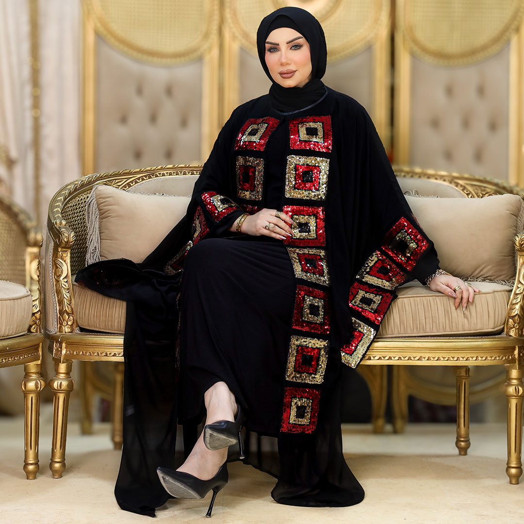 قفطان بحريني تطريز شيفون- KFSHM405