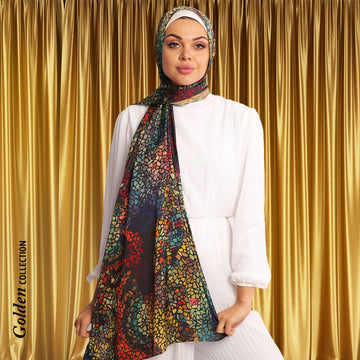 (Golden Collection)طرحة حرير ستان ديجيتال - SC7051