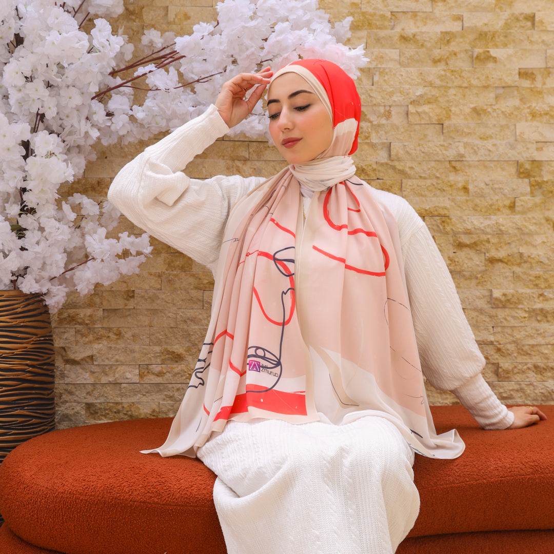 طرحة شيفون ديجيتال ٢متر *٧٠سم - SC8555