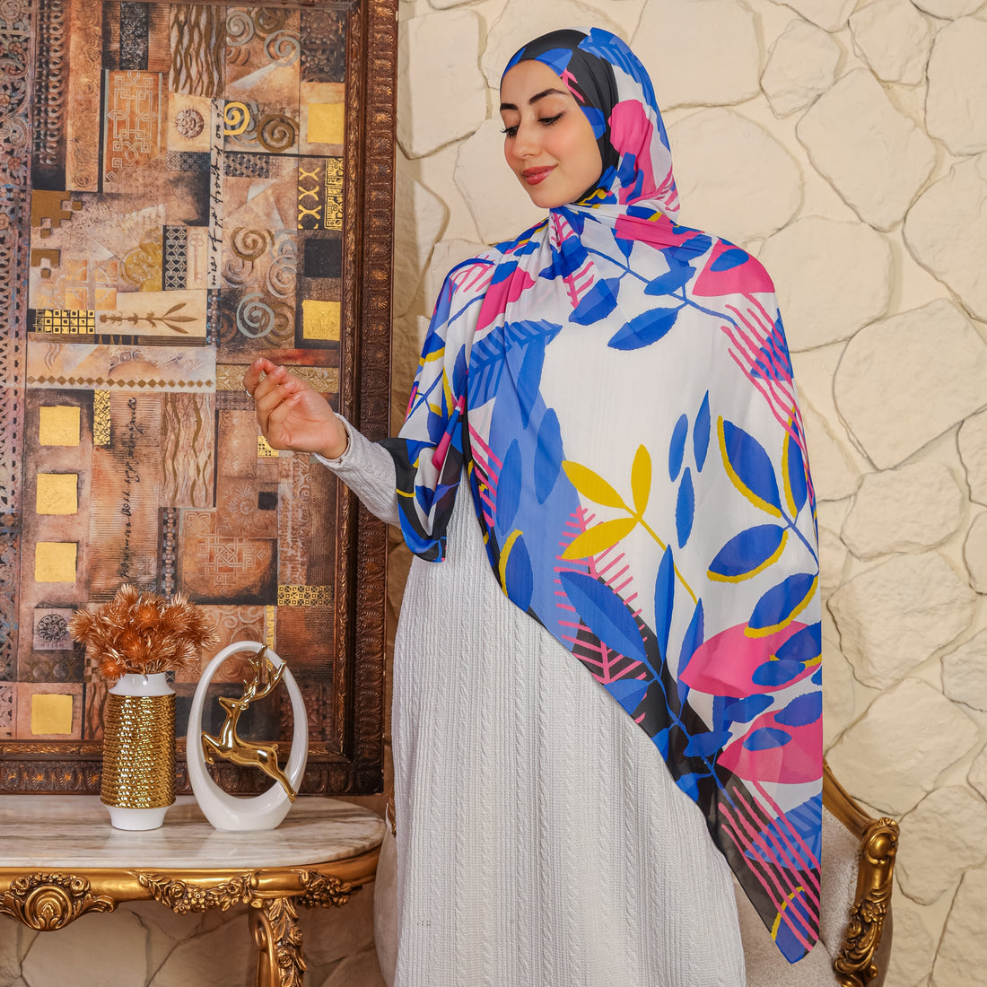 طرحة شيفون ديجيتال ٢متر *٧٠سم - SC8807