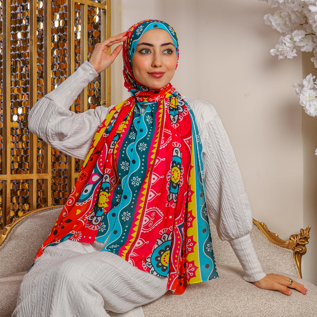 طرحة شيفون ديجيتال ٢متر *٧٠سم - SC8886