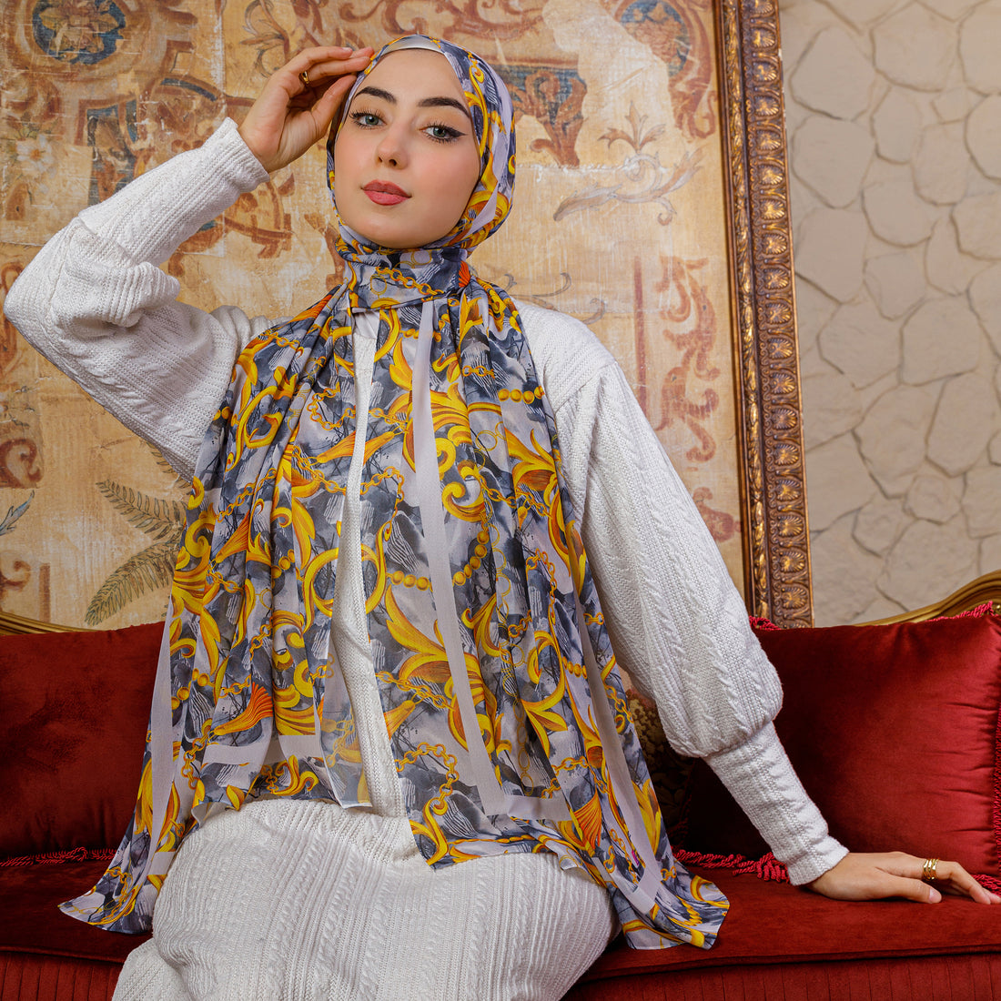 طرحة شيفون ديجيتال ٢متر *٧٠سم -SC9112