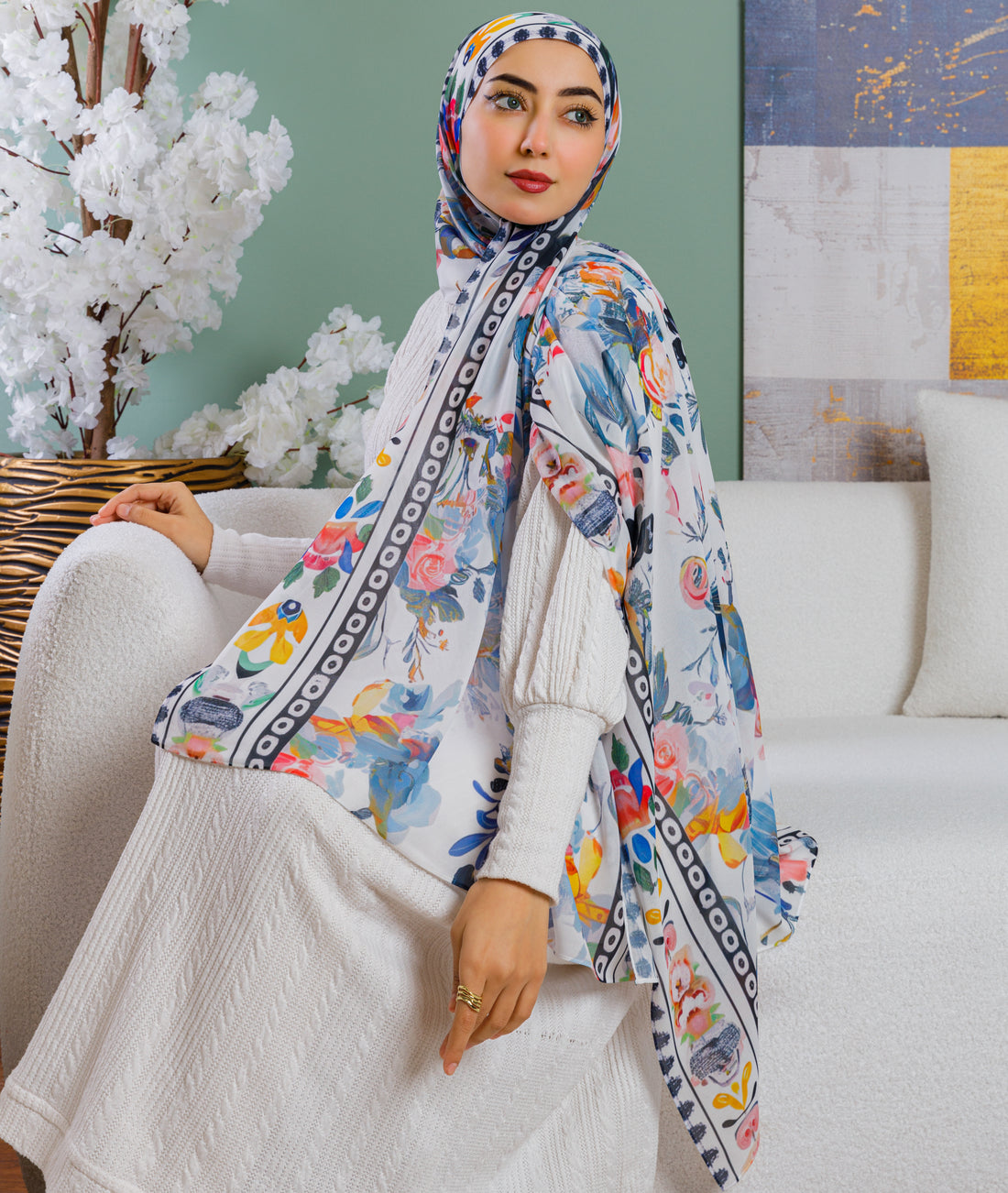 طرحة شيفون ديجيتال ٢متر *٧٠سم - SC9285