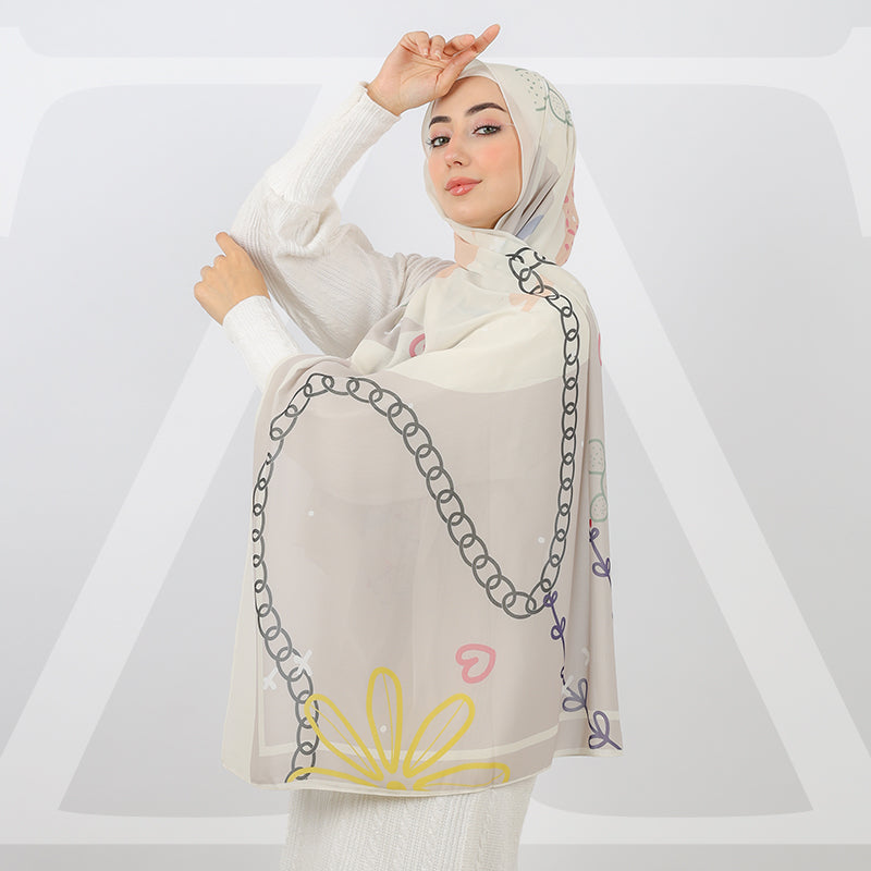 طرحة شيفون ديجيتال ١٨٠سم *٧٠سم - SCM541