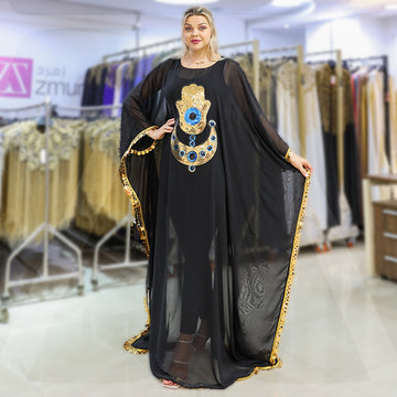 عباية دبي شيفون بلابل -shc504