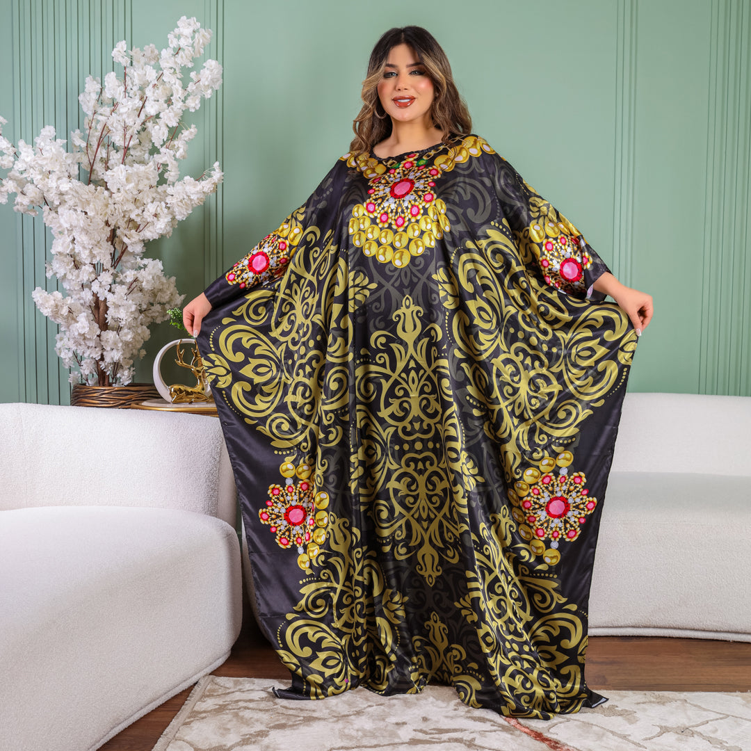 عباية دبي حرير ستان طباعة ديجيتال - Stn4088