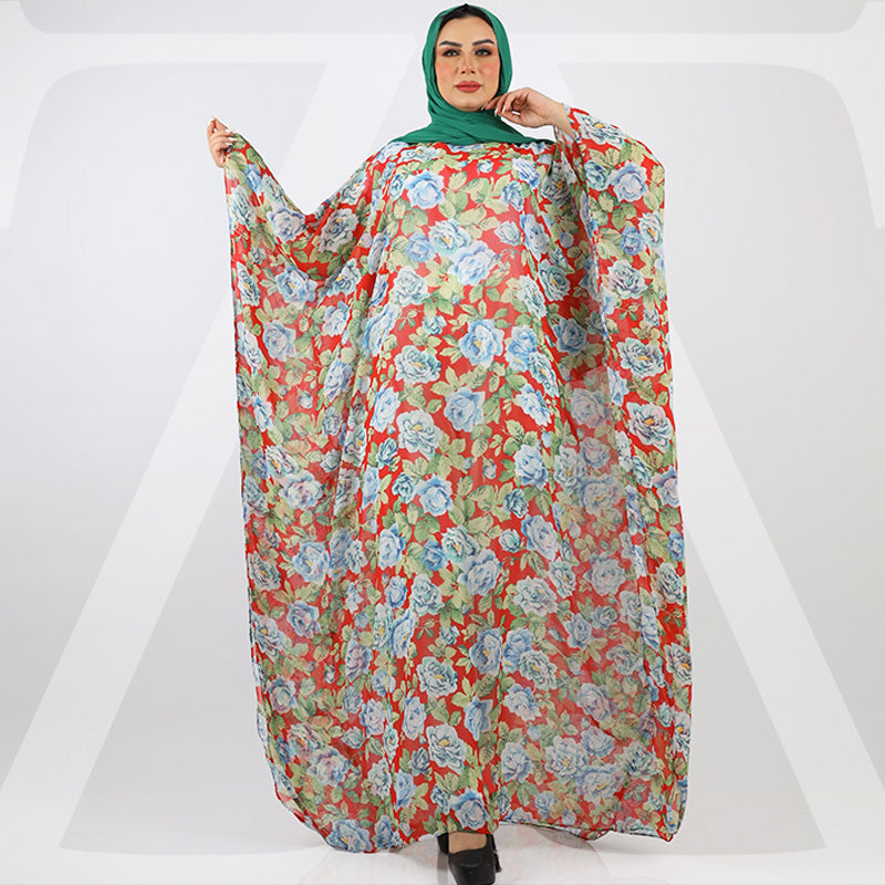 عباية دبي شيفون شفاف مشجر -shf543