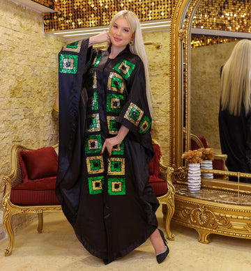 قفطان حرير ستان مفتوح تطريز- COFSTNT310