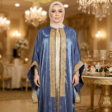 طقم قفطان بحريني أورجانزا شيمر  - DBKC001