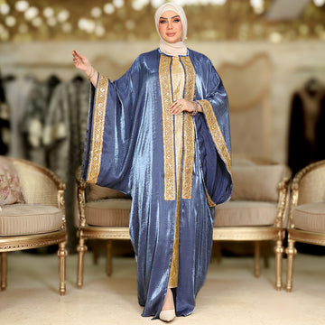 طقم قفطان بحريني أورجانزا شيمر  - DBKC001
