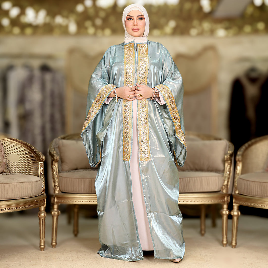 طقم قفطان بحريني أورجانزا شيمر - DBKC002