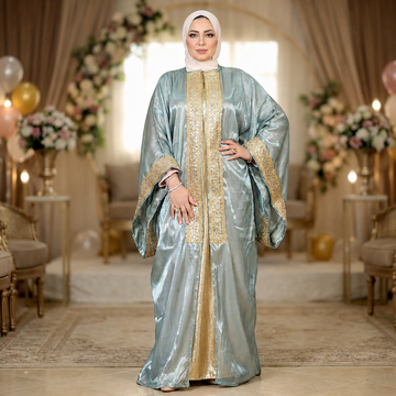 طقم قفطان بحريني أورجانزا شيمر - DBKC002