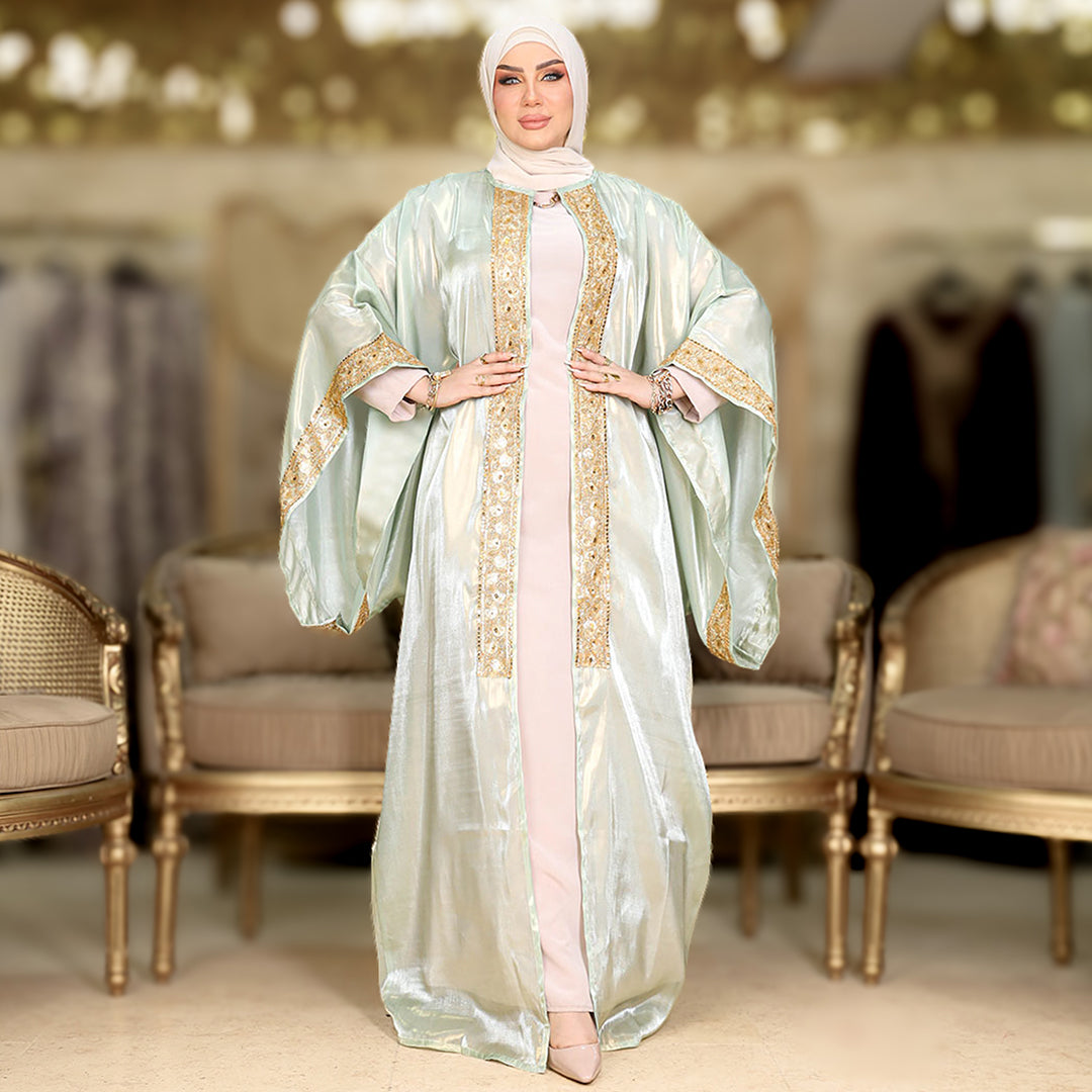 طقم قفطان بحريني أورجانزا شيمر - DBKC003