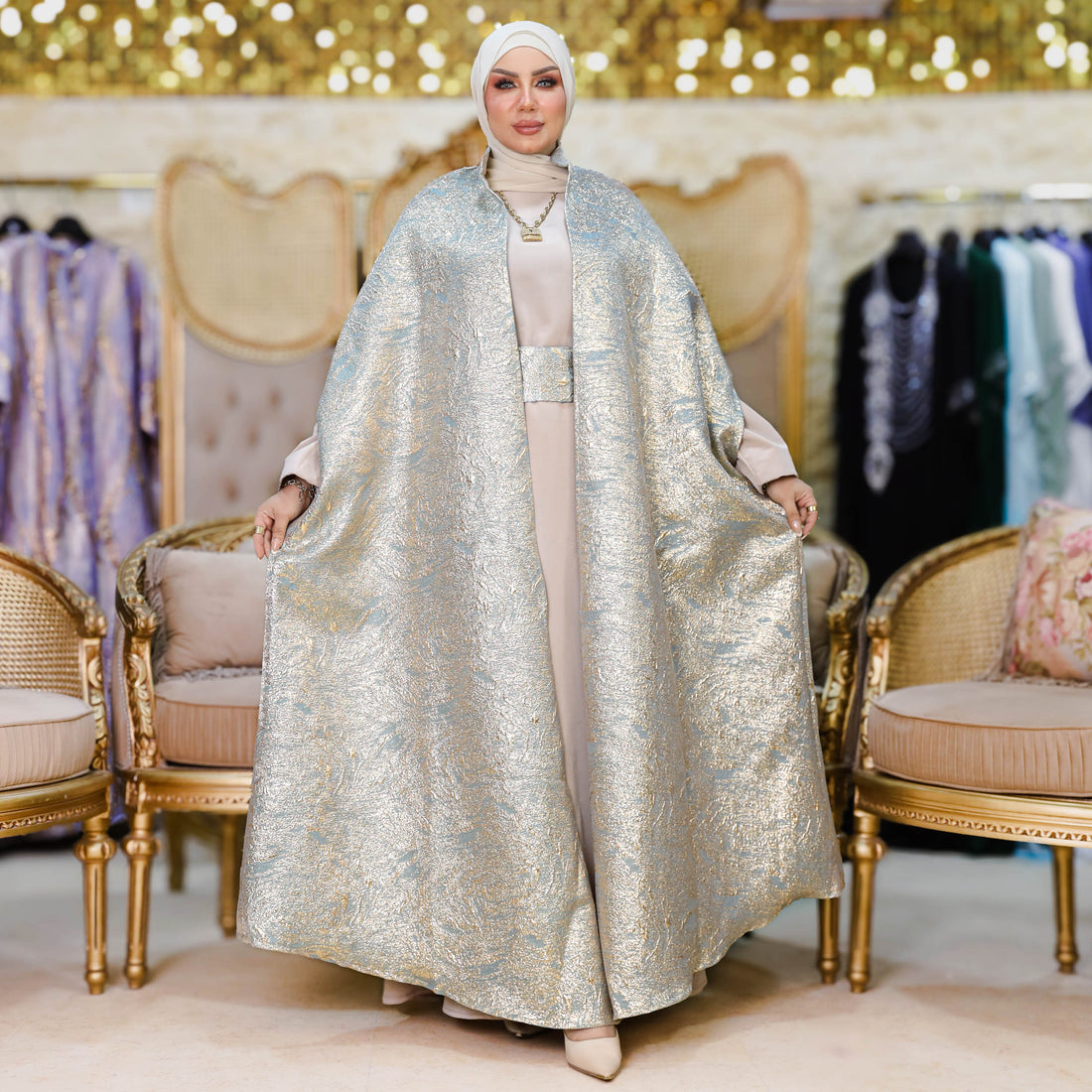 قفطان بروكار سواريه - DMKSB003