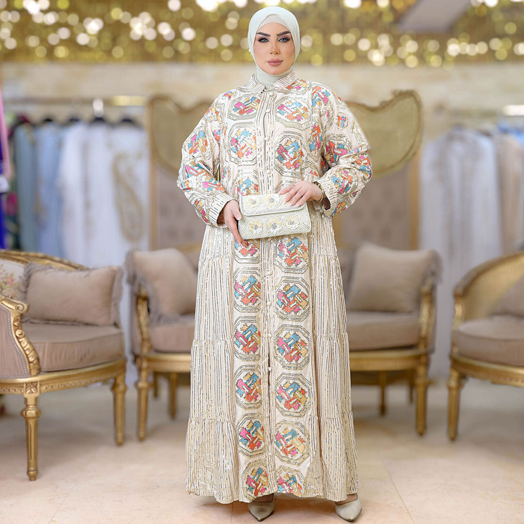 طقم كارديجان كويتي تطريز - DPKSA004