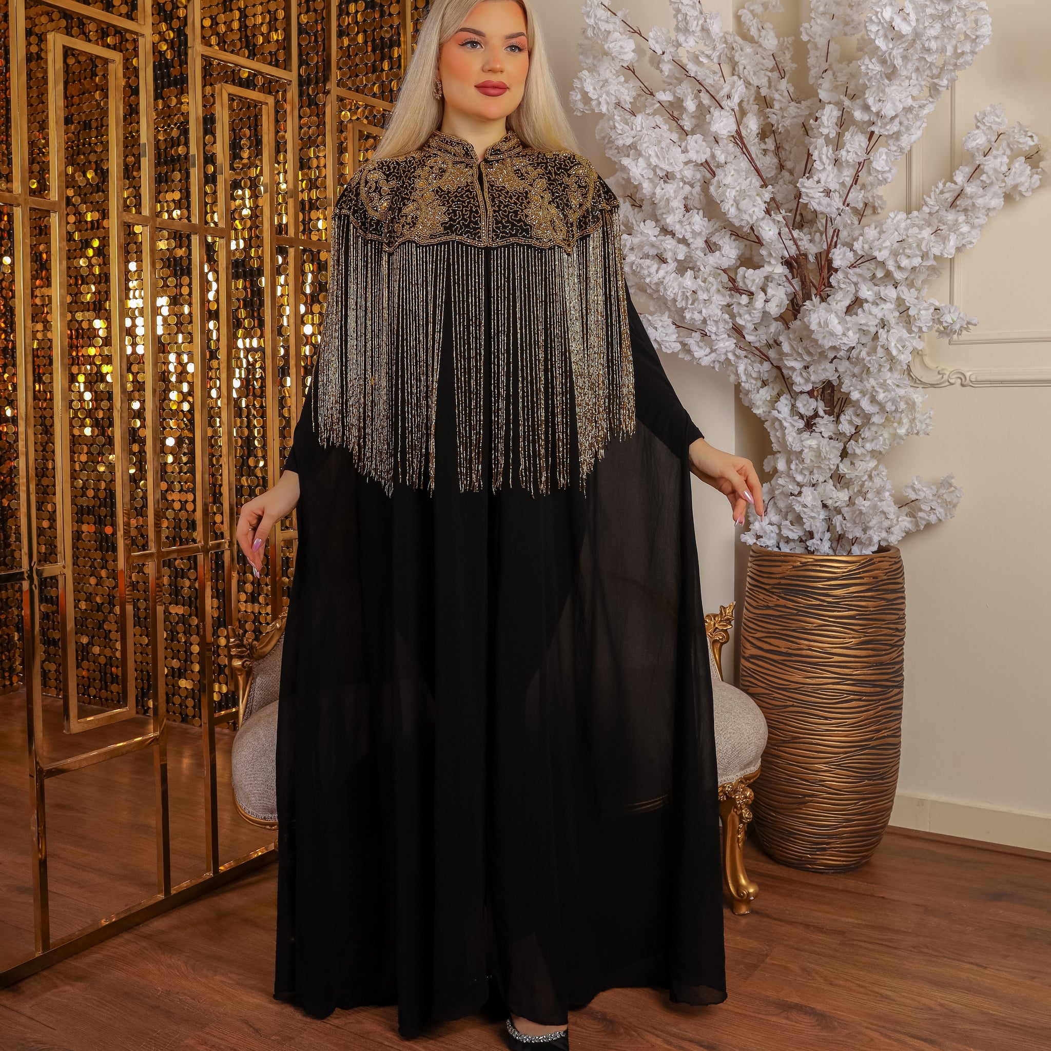 قفطان شيفون تطريز هاند ميد -DSCD197