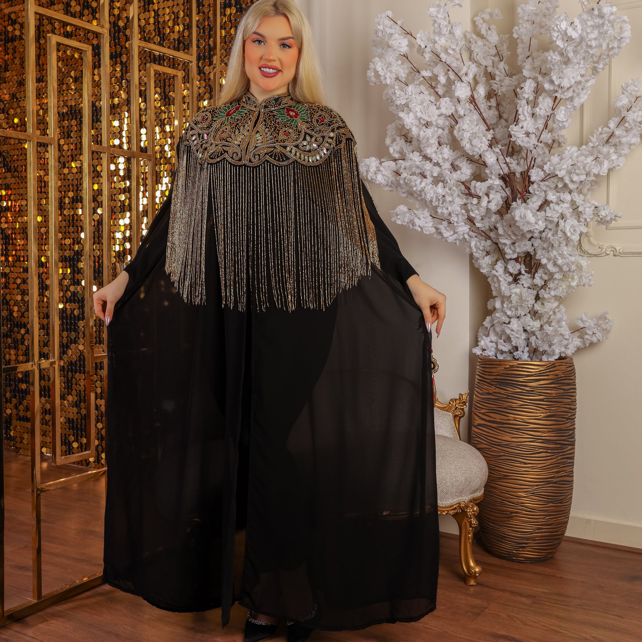 قفطان شيفون تطريز هاند ميد -DSCD222