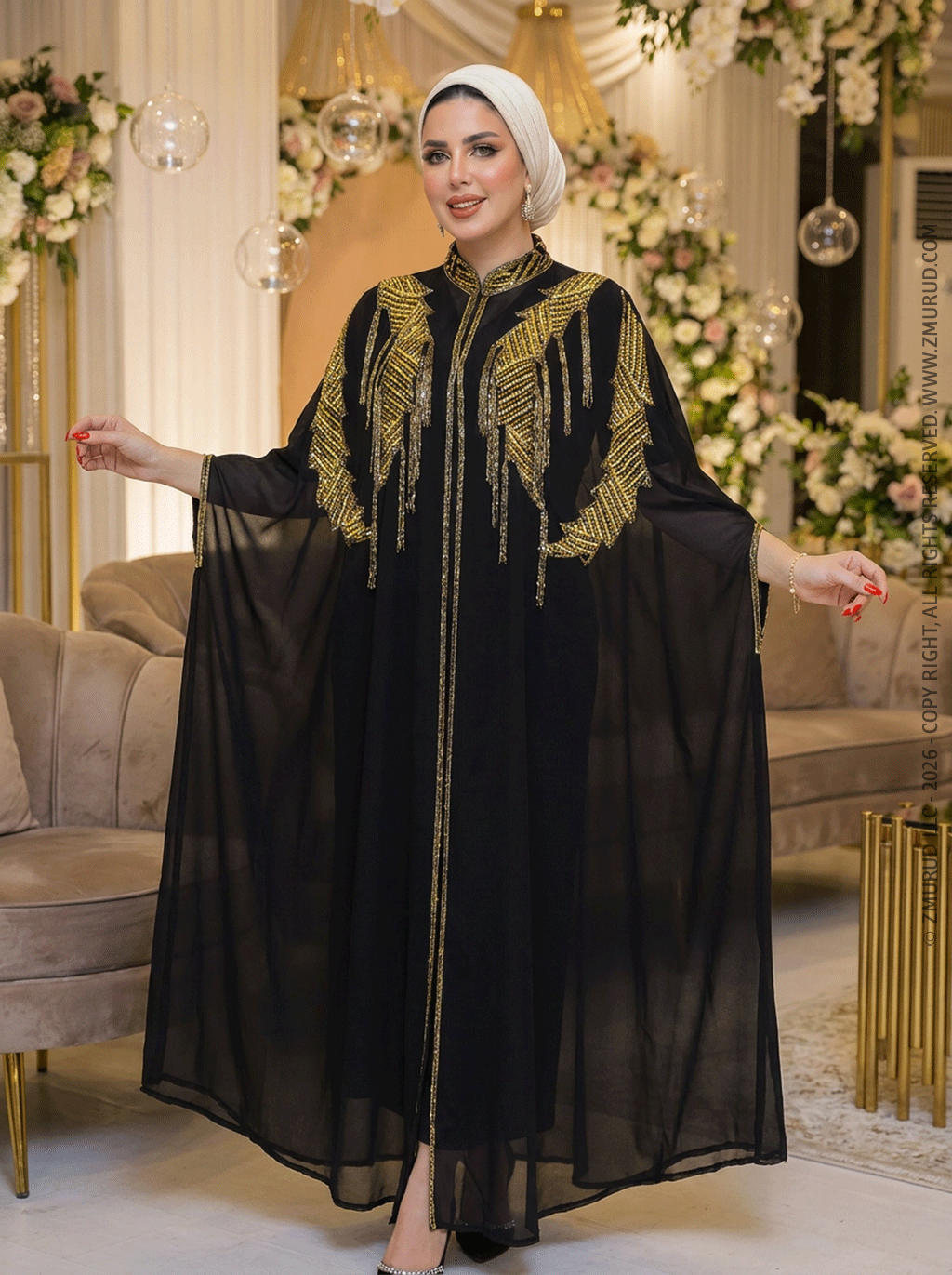 قفطان شيفون تطريز هاند ميد -DSCD293