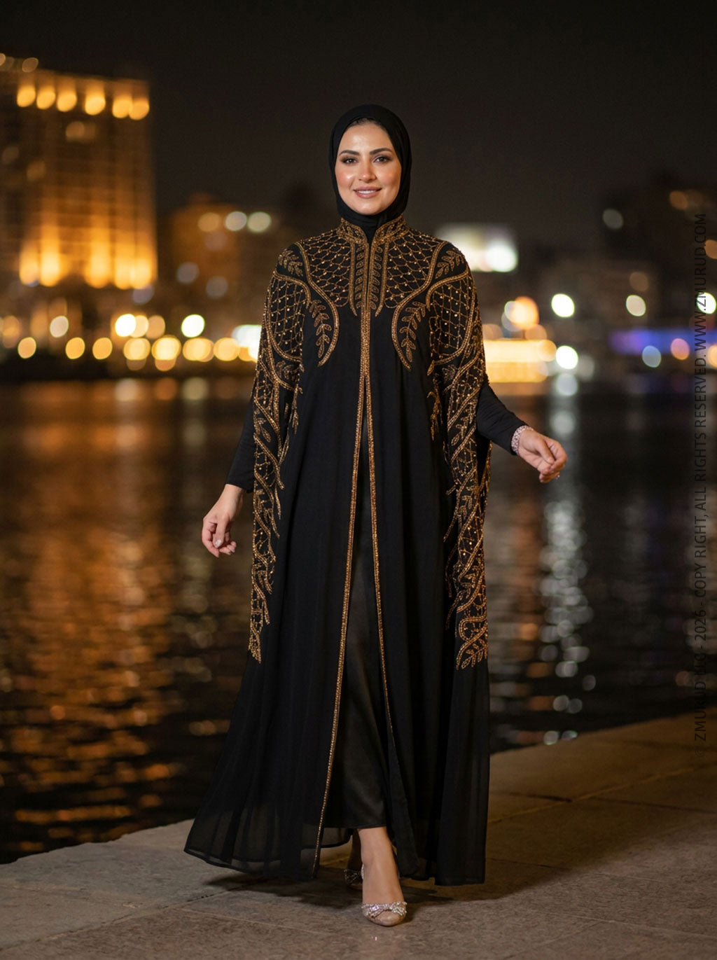 قفطان شيفون تطريز هاند ميد - DSCD597
