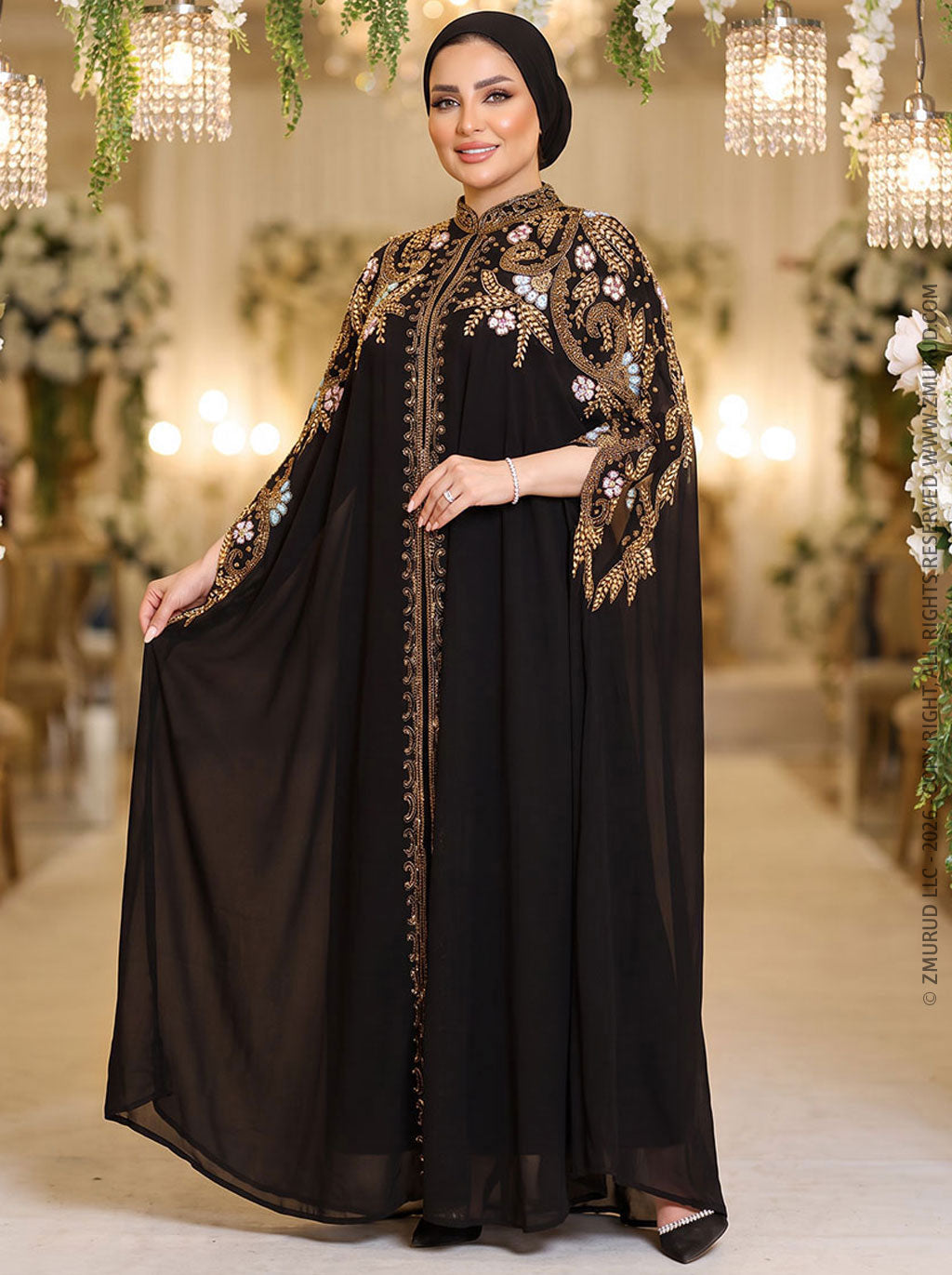 قفطان شيفون تطريز هاند ميد -Dscd356