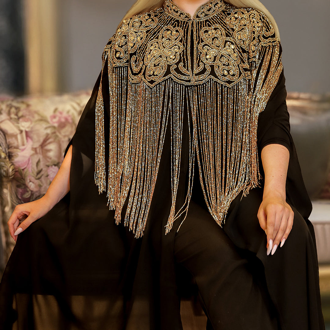 قفطان شيفون تطريز هاند ميد -Dscd400