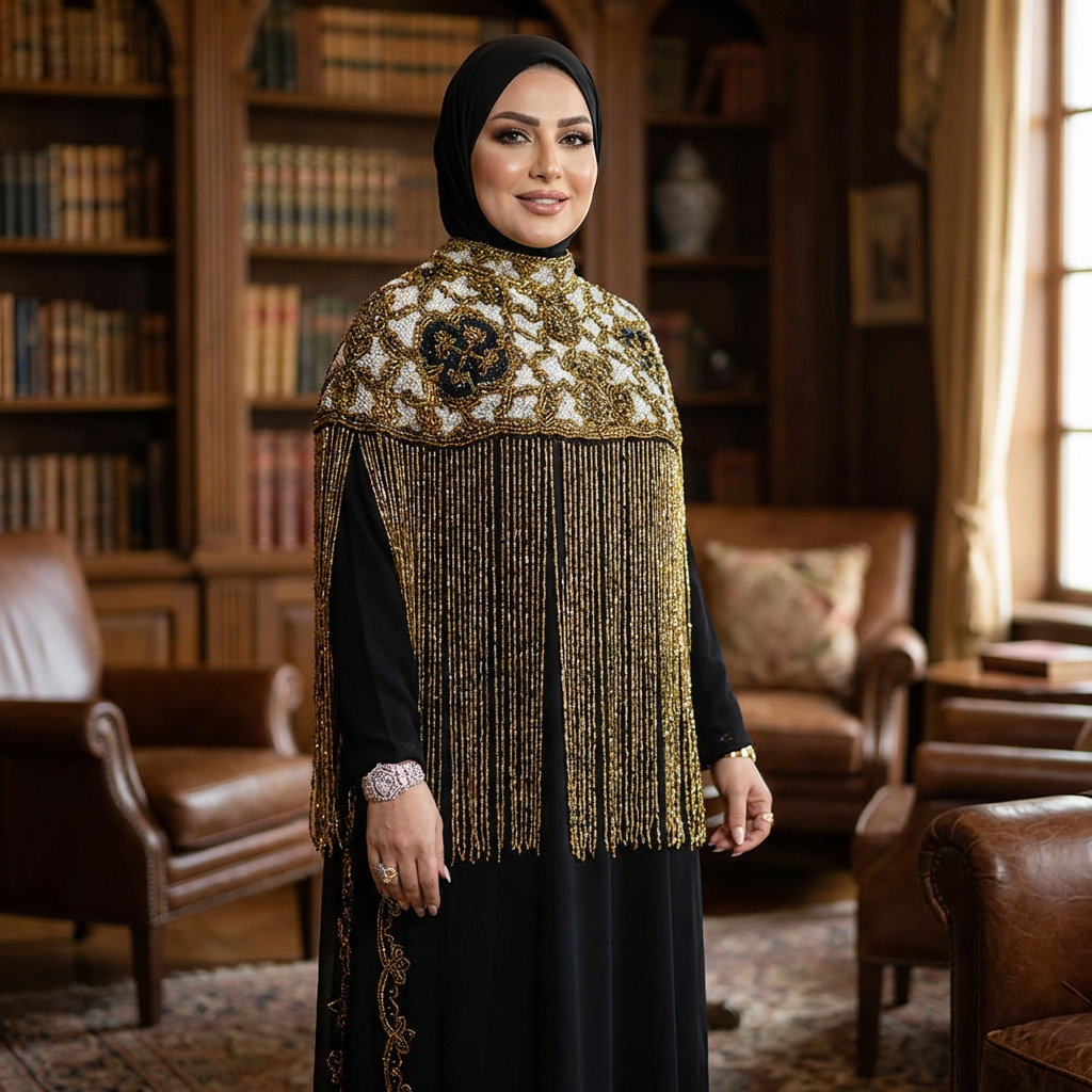 قفطان شيفون تطريز هاند ميد -Dscd405