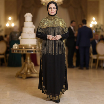 قفطان شيفون تطريز هاند ميد -Dscd406