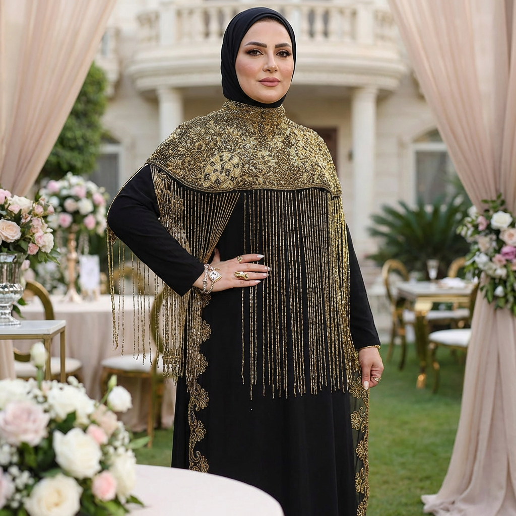 قفطان شيفون تطريز هاند ميد -Dscd406