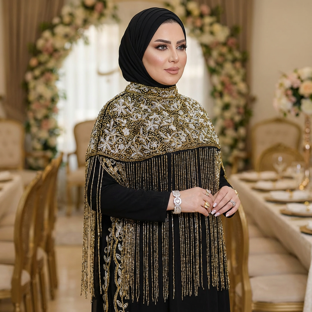 قفطان شيفون تطريز هاند ميد -Dscd407