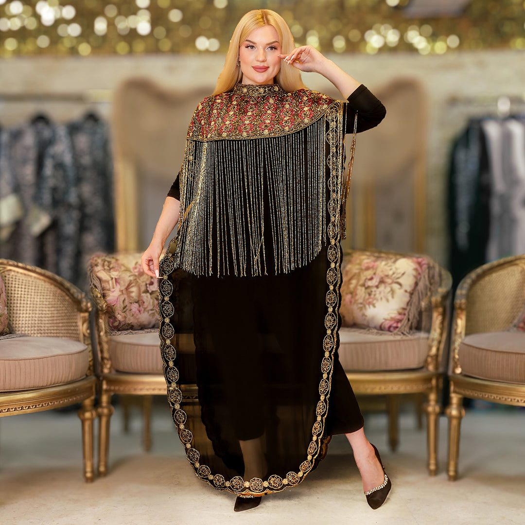 قفطان شيفون تطريز هاند ميد -Dscd408