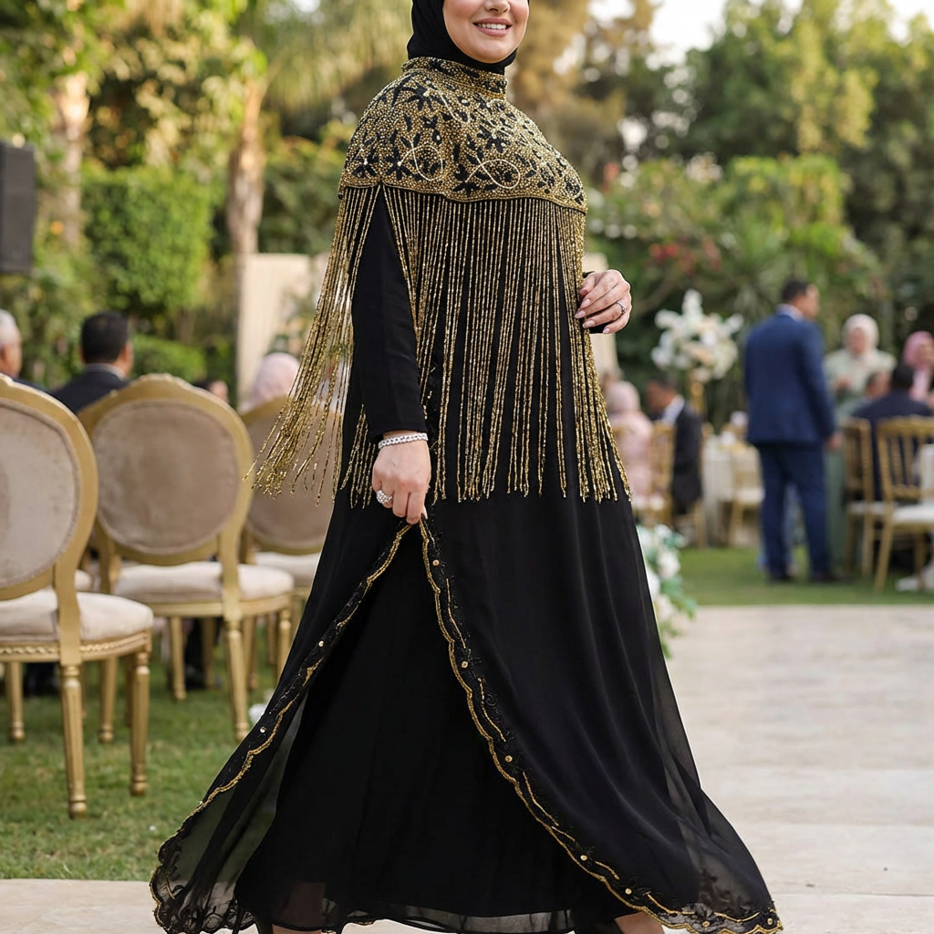 قفطان شيفون تطريز هاند ميد -Dscd410