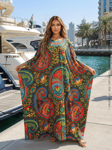 عباية دبي جيرسيه ليكرا طباعة ديجيتال - EZ1001