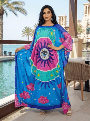 عباية دبي جيرسيه طباعة ديجيتال - EZ1047
