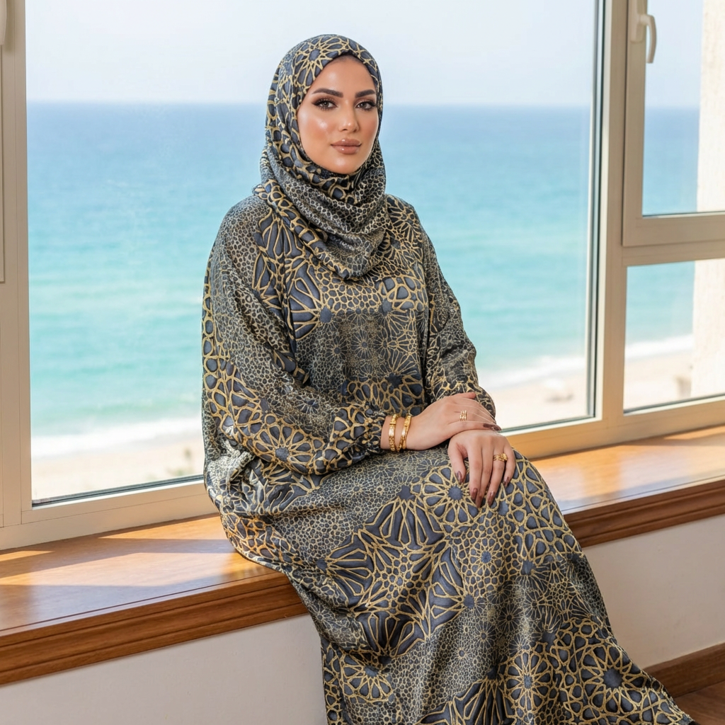 إسدال حرير ستان طباعة ديجيتال -EZSTN137