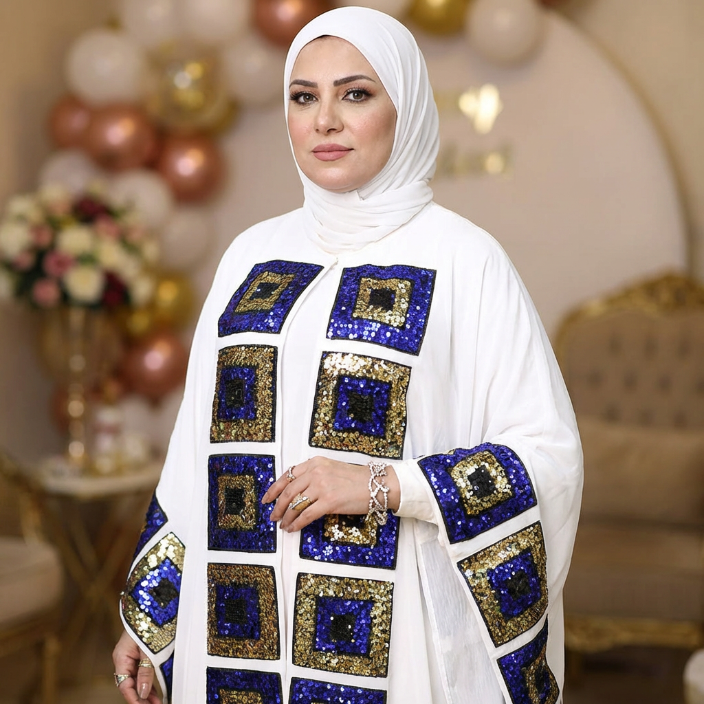 قفطان بحريني تطريز شيفون - KFSHM402