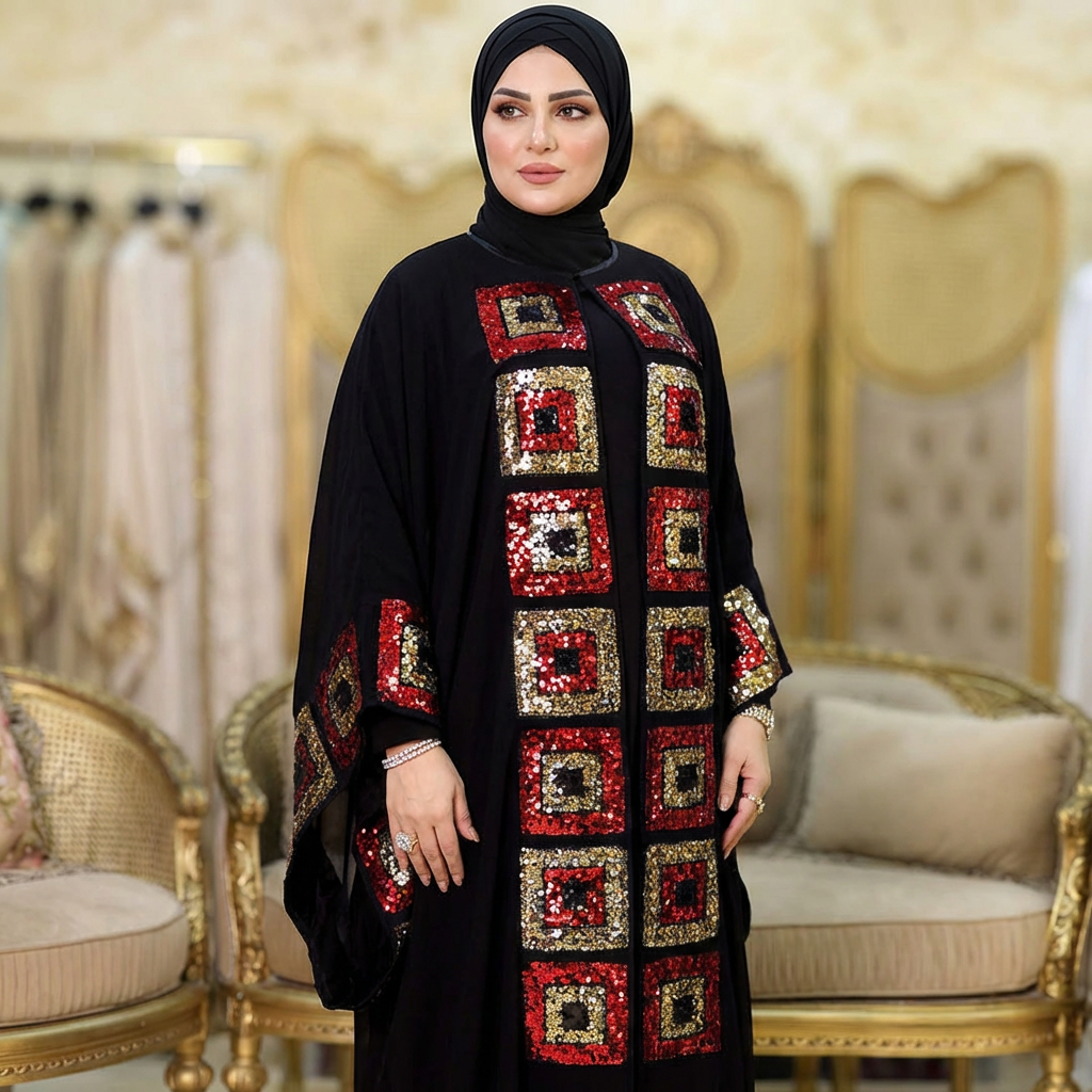 قفطان بحريني تطريز شيفون- KFSHM405