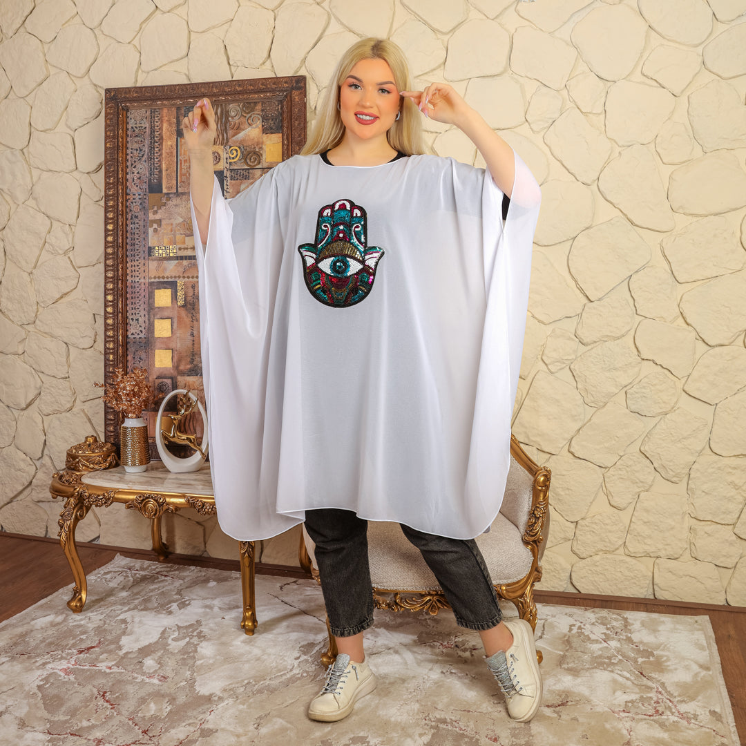 بونشو شيفون تطريز  - POT1025