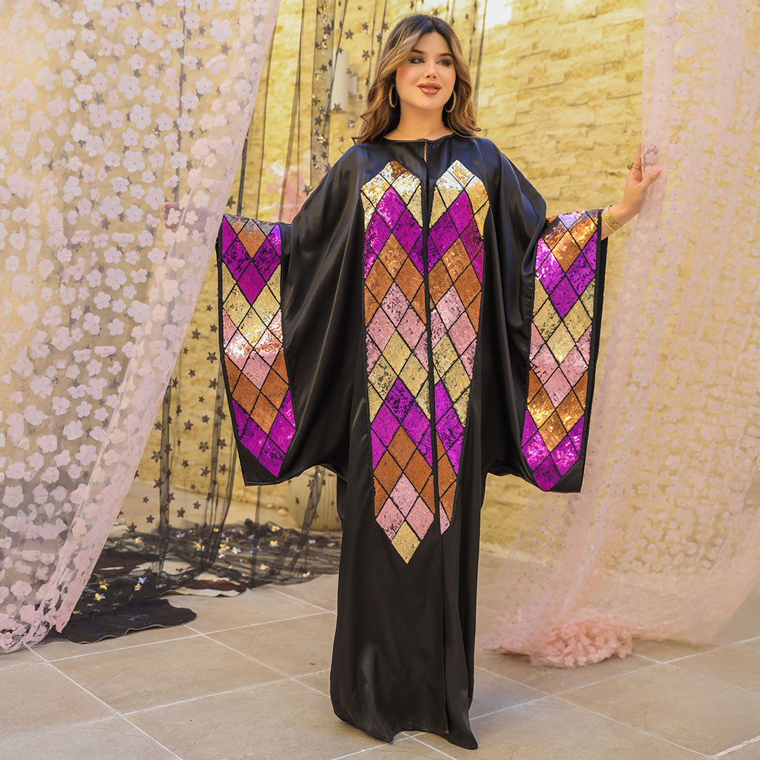 قفطان بحريني تطريز حرير ستان _ QFSTB105