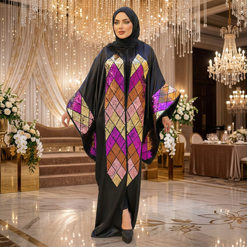 قفطان بحريني تطريز حرير ستان _ QFSTB105