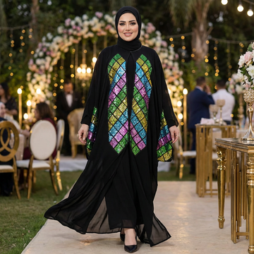 قفطان بحريني تطريز شيفون  _ QFSTB106