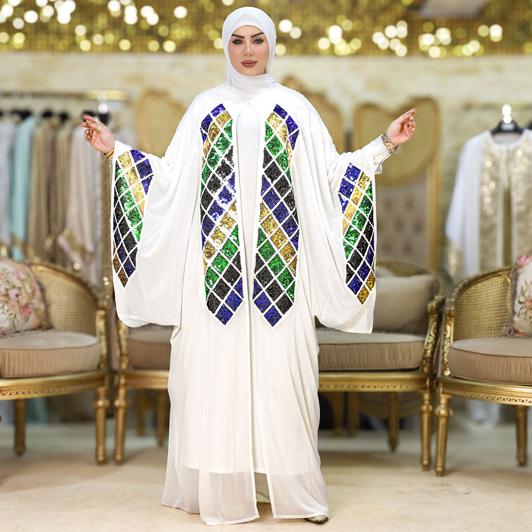 قفطان بحريني تطريز شيفون _ QFSTB107