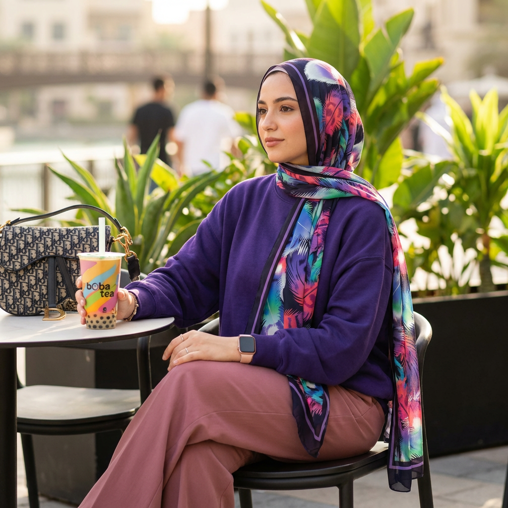 طرحة شيفون ديجيتال ٢متر *٧٠سم - SC8624