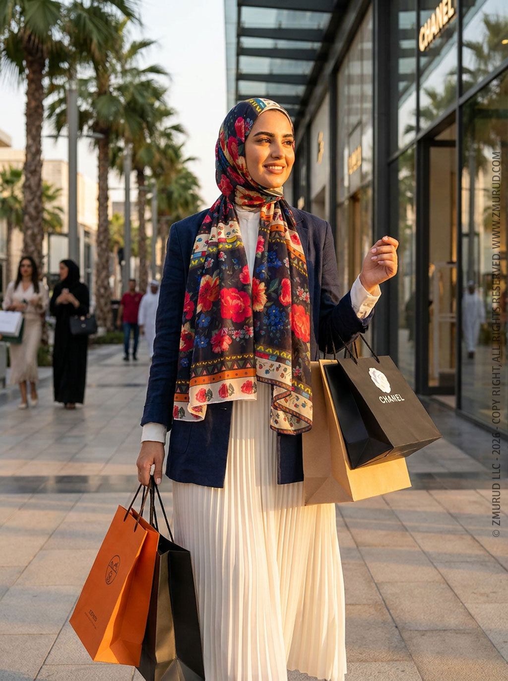 طرحة شيفون ديجيتال ٢متر *٧٠سم - SC8834