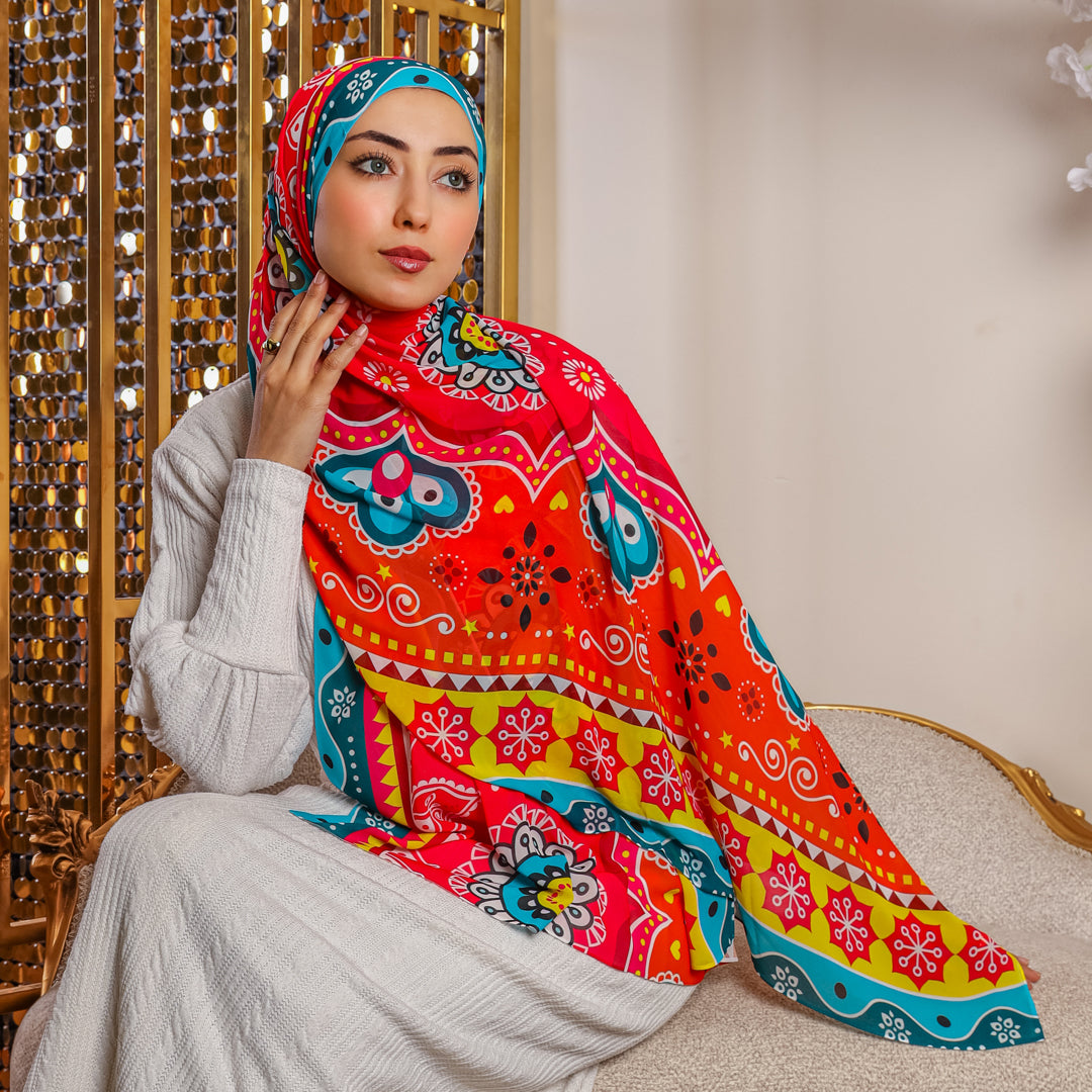طرحة شيفون ديجيتال ٢متر *٧٠سم - SC8886
