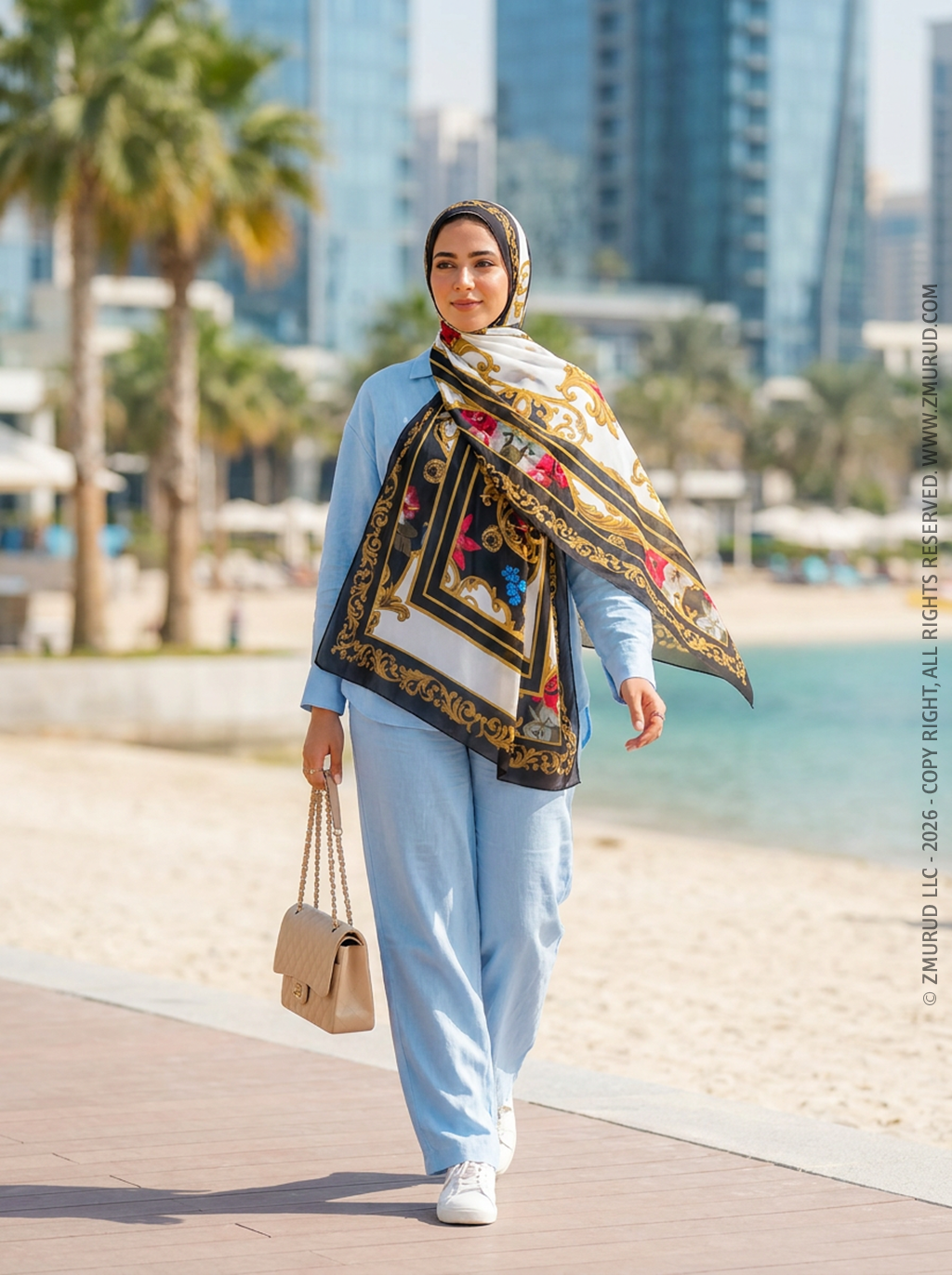 طرحة شيفون ديجيتال ٢متر *٧٠سم - SC8942