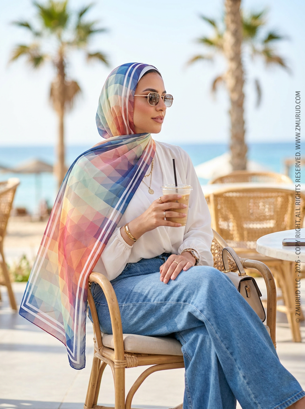 طرحة شيفون ديجيتال ٢متر *٧٠سم - SC8973