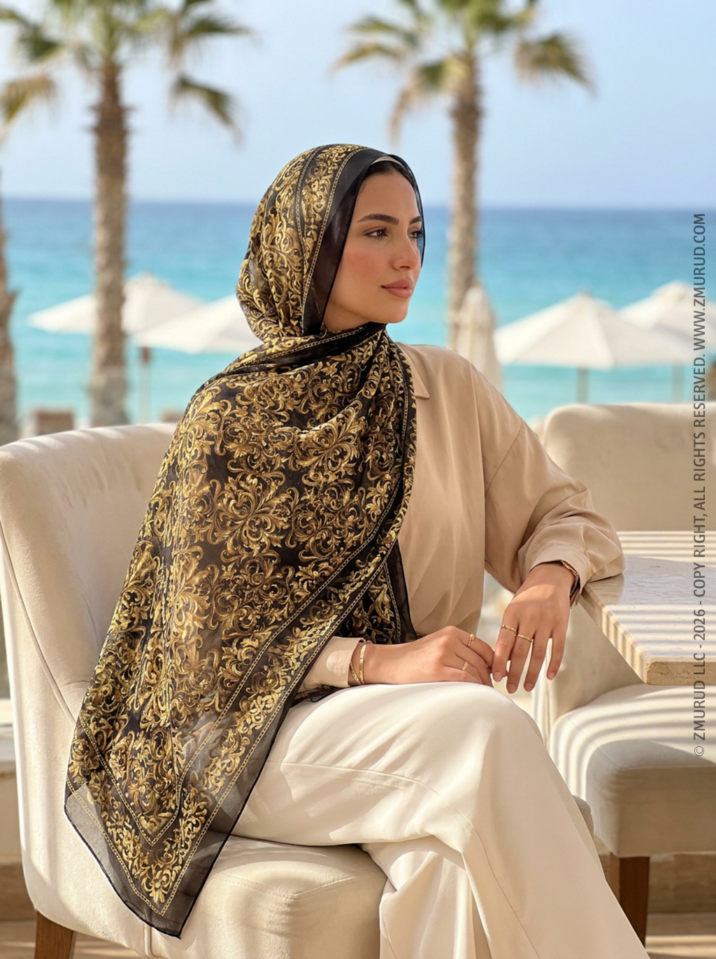 طرحة شيفون ديجيتال ٢متر *٧٠سم -SC9110